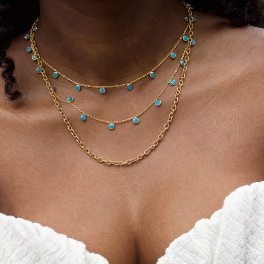 Turquoise Droplet Necklace in Gold Vermeil Necklace Malya 