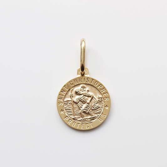 Carrie elizabeth st christopher protection charm in solid 9k gold