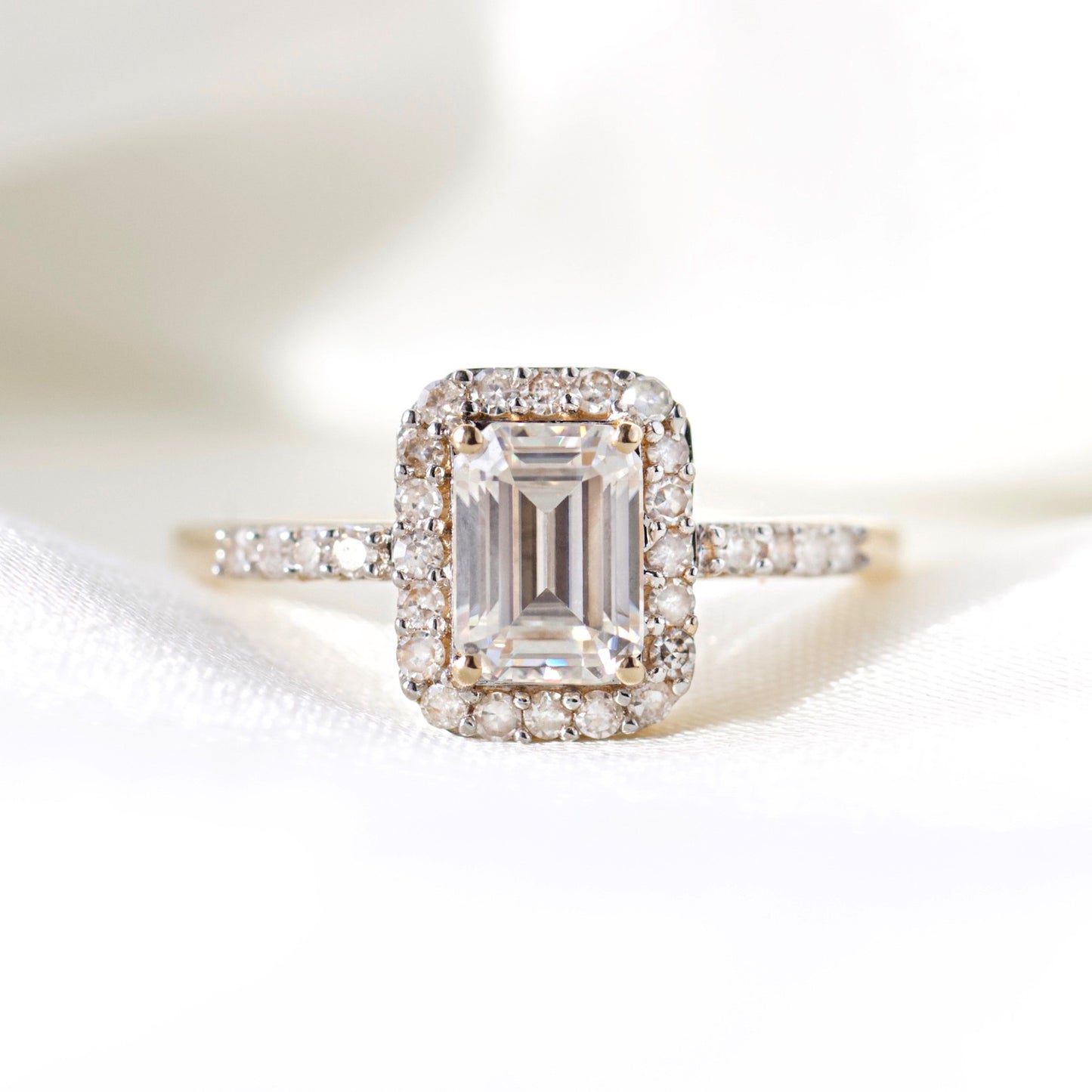 Carrie elizabeth Moissanite and diamond ring in 14k solid gold