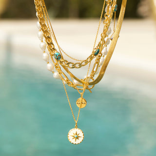 Carrie Copper Turquoise Curb Chain Necklace In Gold Plating - Necklace - Carrie Elizabeth