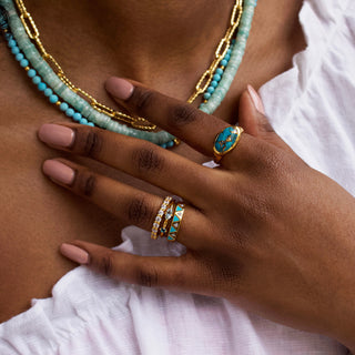 carrie elizabeth statement copper turquoise ring in gold