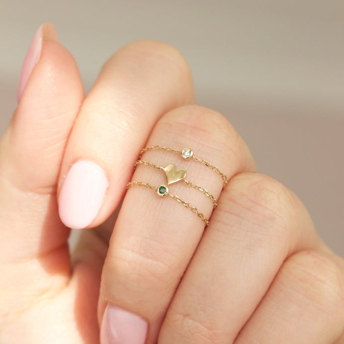 Gold Heart Chain Ring in 9k Solid Yellow Gold - Ring - Carrie Elizabeth