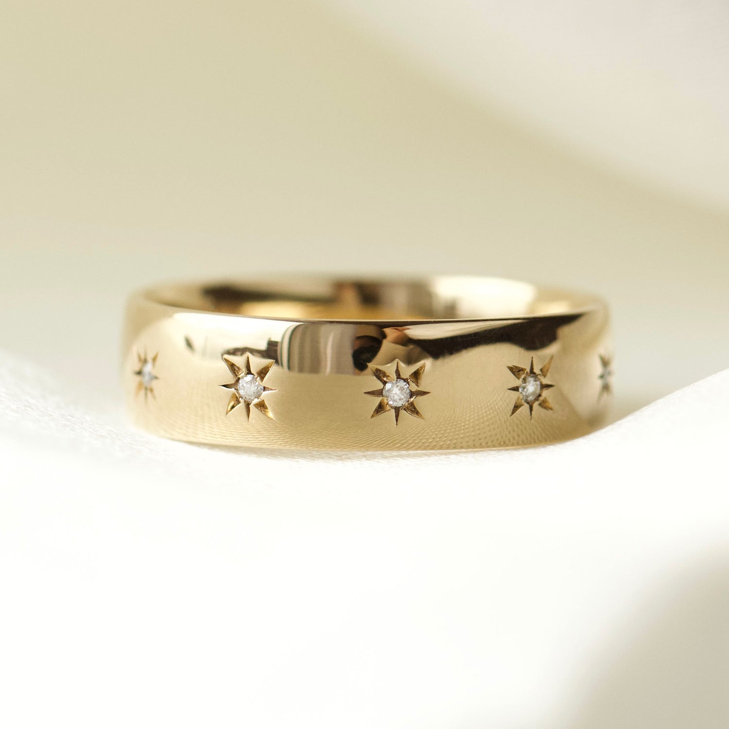 Carrie Elizabeth Solid Gold Custom chunky Diamond Band Ring