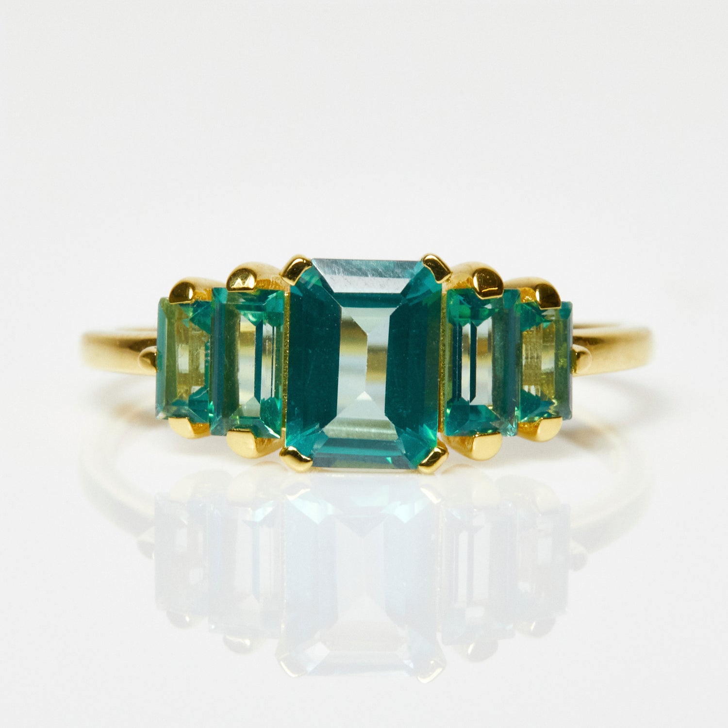 Fern Green Topaz Deco Ring In Gold Vermeil - Ring - Carrie Elizabeth