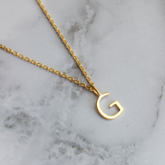 14k Gold Vermeil Gold Initial Necklace Pendant - Delicate Initial ...