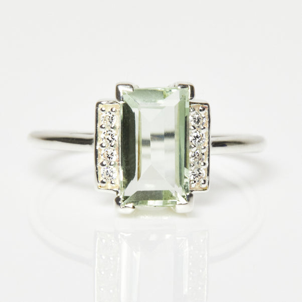 Georgia Green Amethyst & White Topaz Ring in Sterling Silver - Ring - Carrie Elizabeth