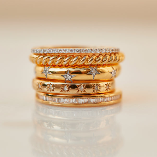 Simple Star Set Diamond Band In Gold Vermeil - Ring - Carrie Elizabeth