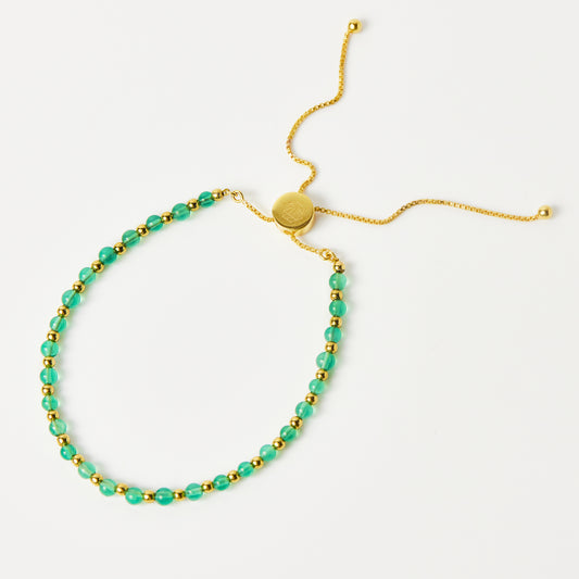 Green Onyx Beaded Slider Bracelet In Gold Vermeil - Bracelet - Carrie Elizabeth