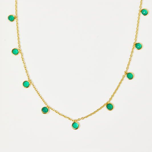 Green Onyx Droplet Necklace in Gold Vermeil - Necklace - Carrie Elizabeth