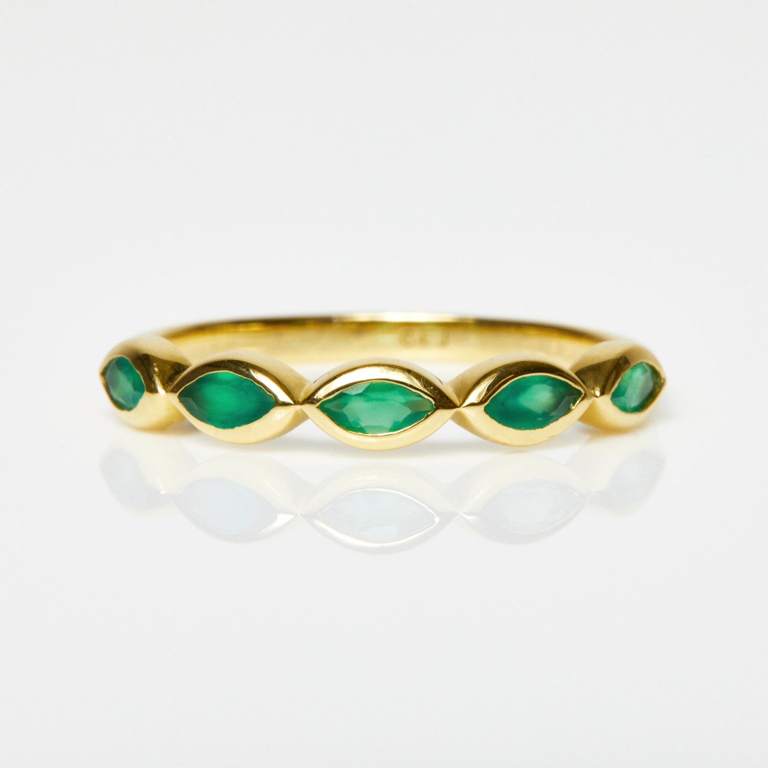 Green Onyx Marquise Gemstone Stacking Ring in Gold Vermeil - Ring - Carrie Elizabeth