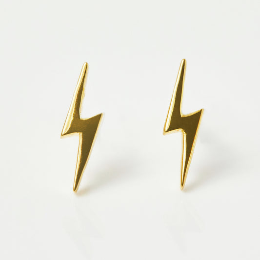 Lightning Bolt Studs In 14k Gold Vermeil - Earrings - Carrie Elizabeth