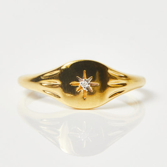 Lola Diamond Star Set Signet Ring In Gold Vermeil - Ring - Carrie Elizabeth