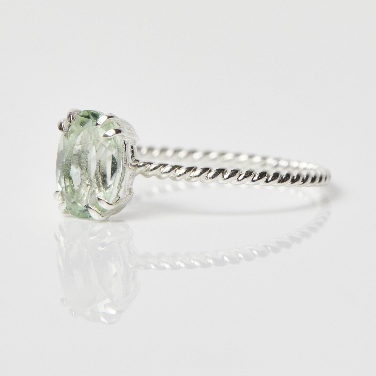 Lucia Green Amethyst Twisted Band Ring In Sterling Silver - Ring - Carrie Elizabeth