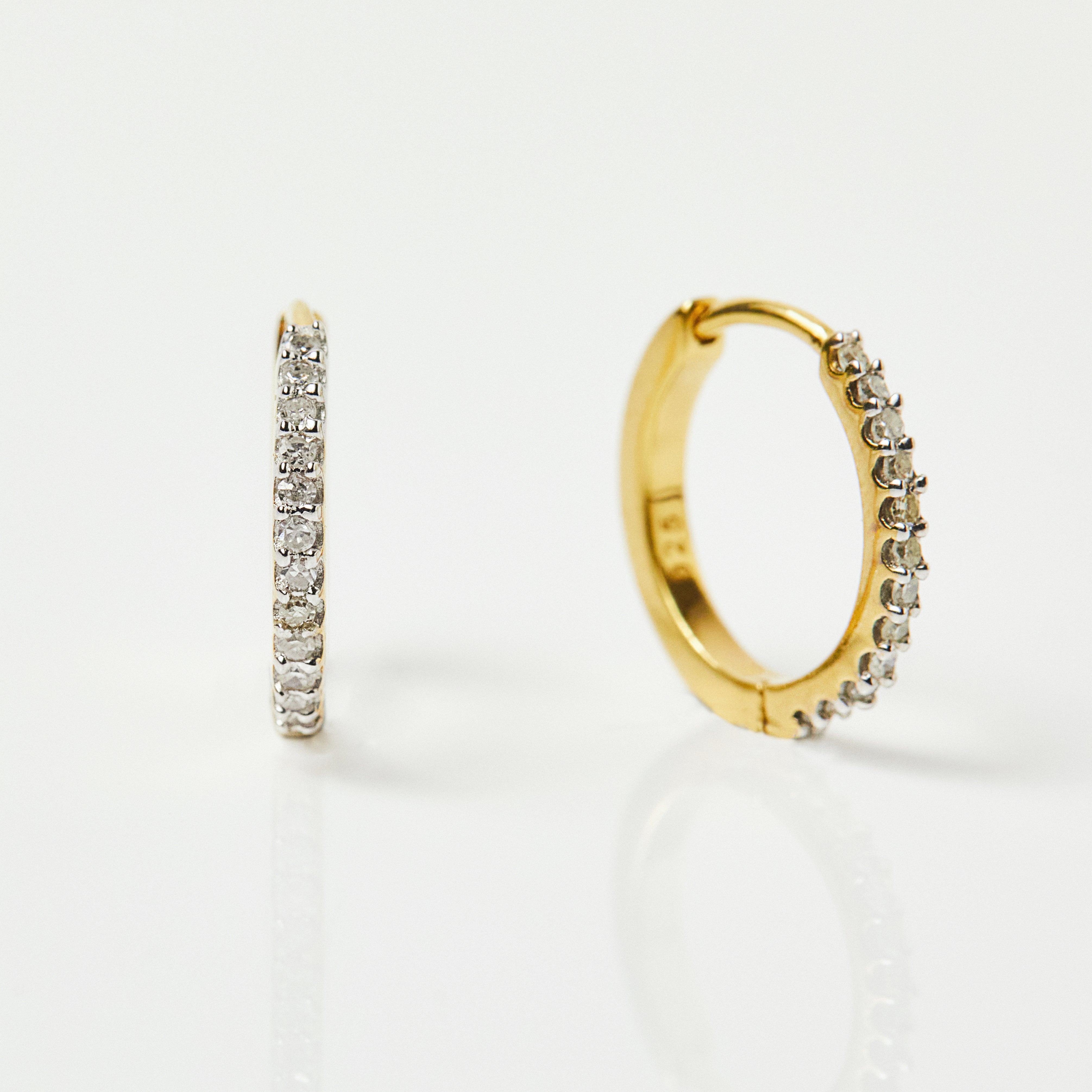 Mini Diamond Hugging Hoops In Gold Vermeil - Earrings - Carrie Elizabeth