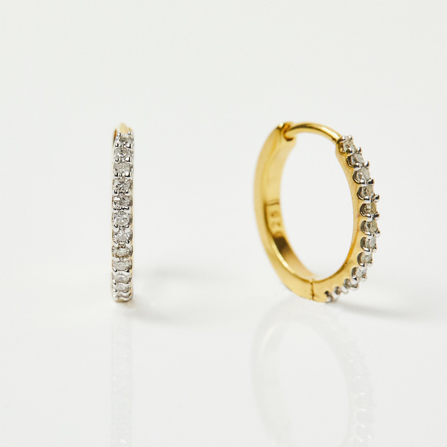 14k Gold Vermeil Mini Diamond Huggie Hoops – Carrie Elizabeth
