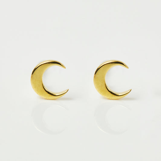 Mini New Moon Stud Earrings In Gold Vermeil - Earrings - Carrie Elizabeth