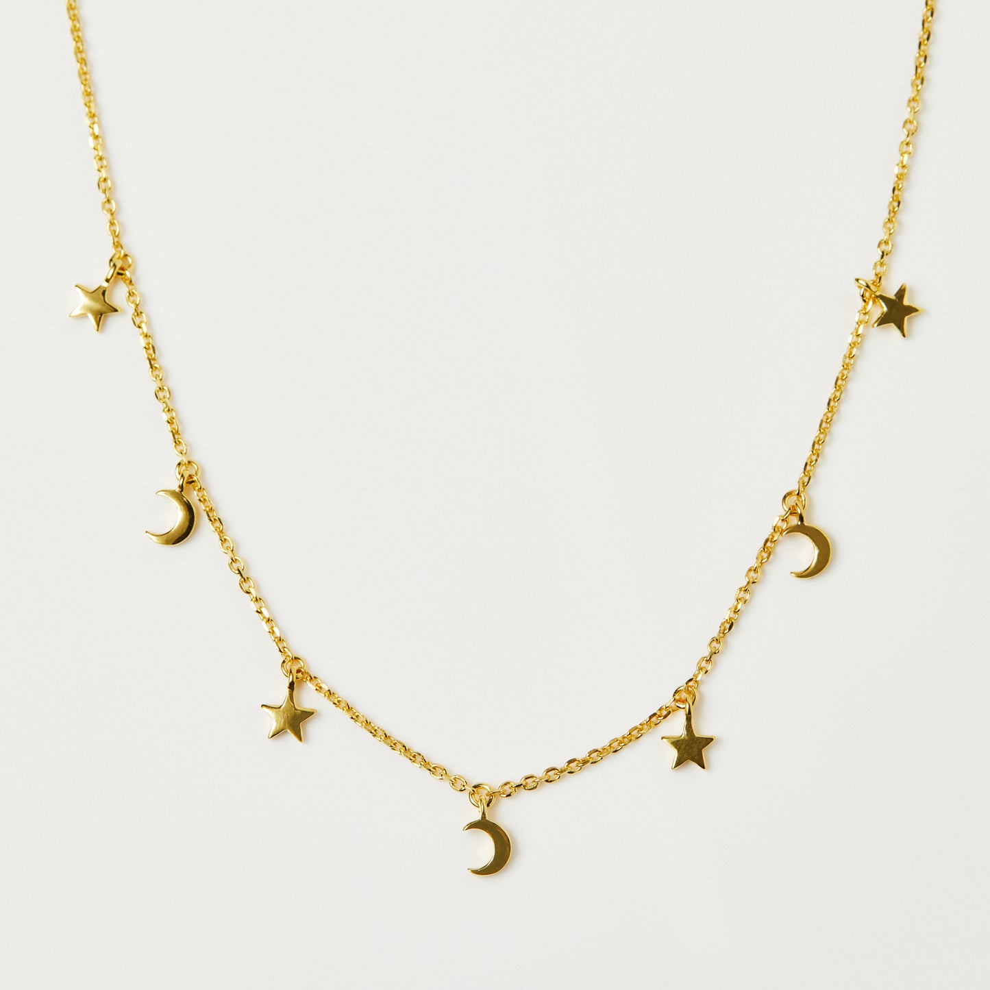 Moon & Stars Hanging Charm Necklace In Gold Vermeil - Necklace - Carrie Elizabeth