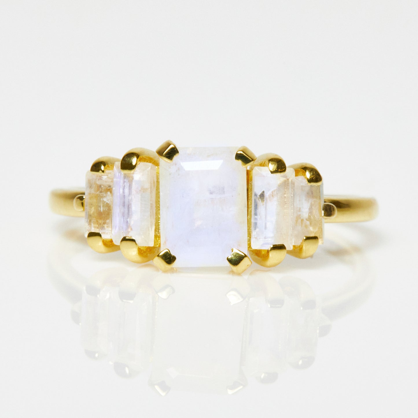 Moonstone Deco Ring In Gold Vermeil - Ring - Carrie Elizabeth