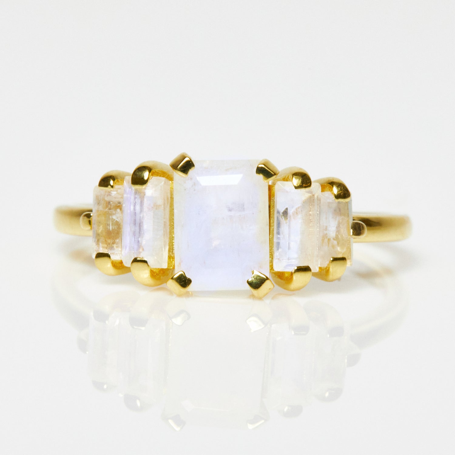 Moonstone Deco Ring In 9k Solid Yellow Gold - Ring - Carrie Elizabeth