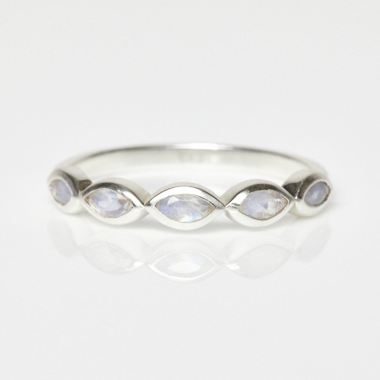 Moonstone Marquise Gemstone Stacking Ring in Sterling Silver - Ring - Carrie Elizabeth