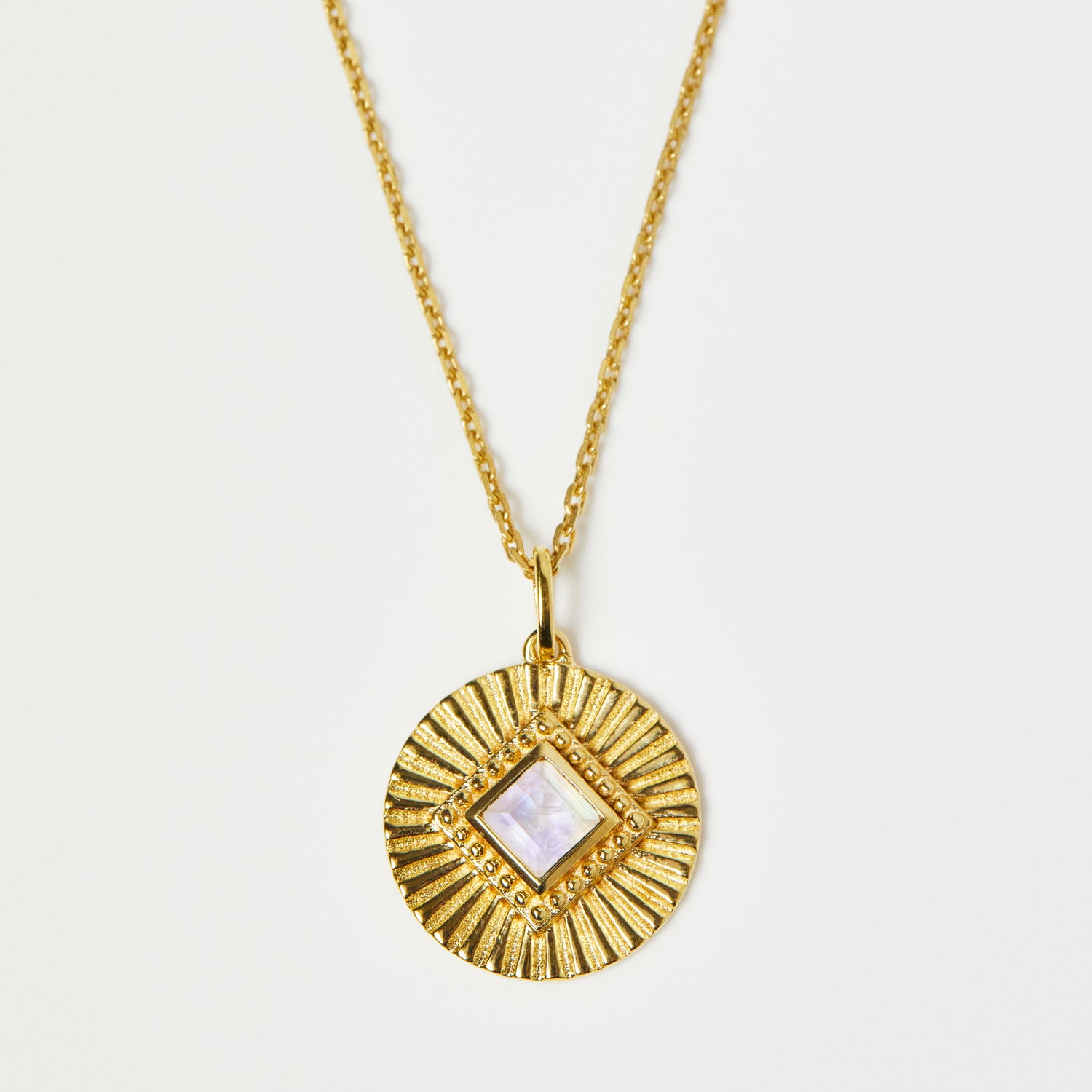 Moonstone Sunray Coin Pendant In Gold Vermeil - Necklace - Carrie Elizabeth