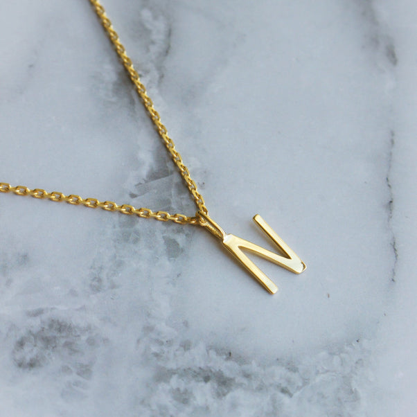 Delicate Initial Pendant Necklace In Gold Vermeil Necklace Malya 