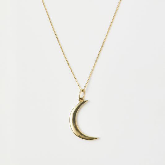 New Moon Necklace In 9K Solid Yellow Gold - Necklace - Carrie Elizabeth