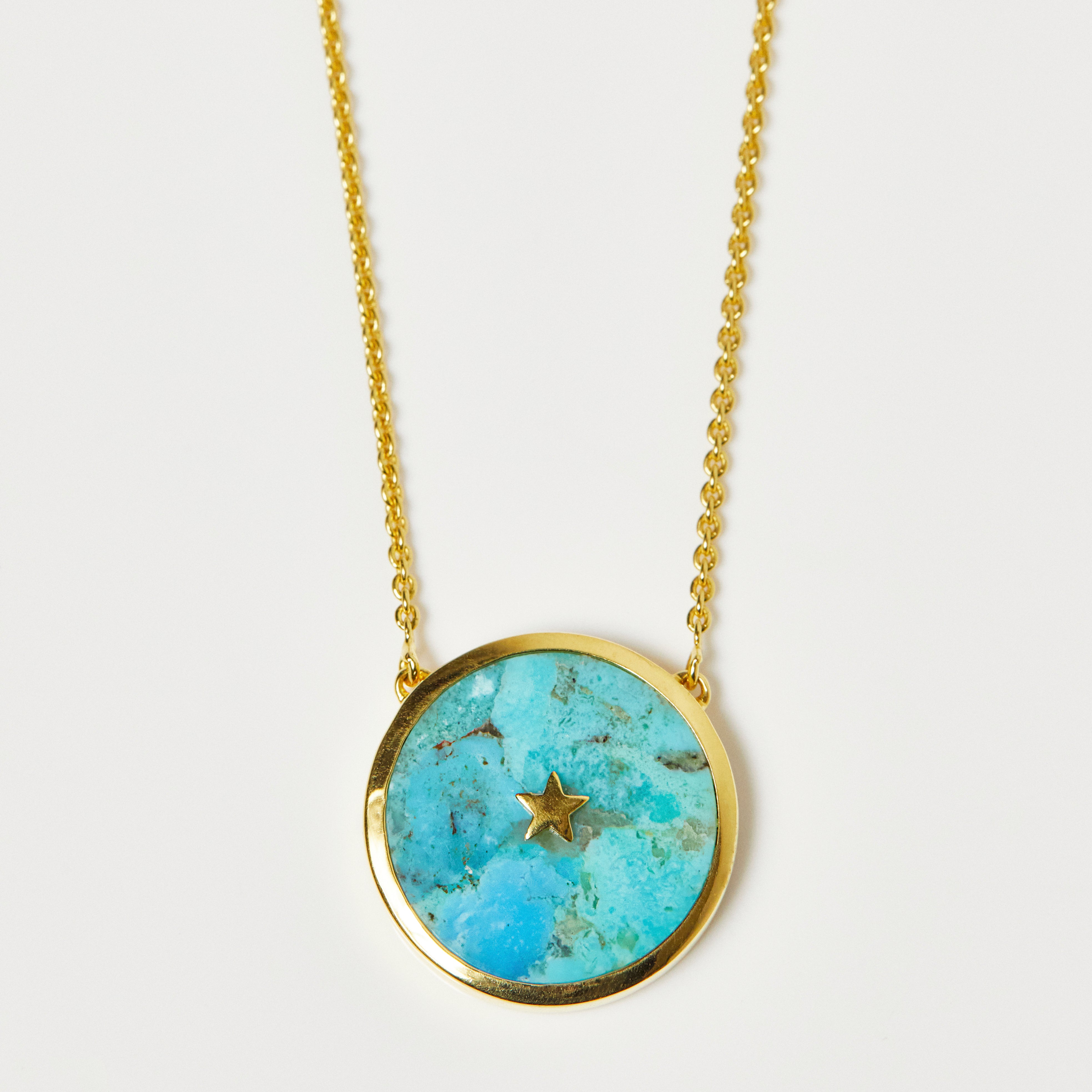 Golden Turquoise Bead Necklace with Turquoise Crystal Necklace by Peace of  Mind - hillyhorton.co.uk