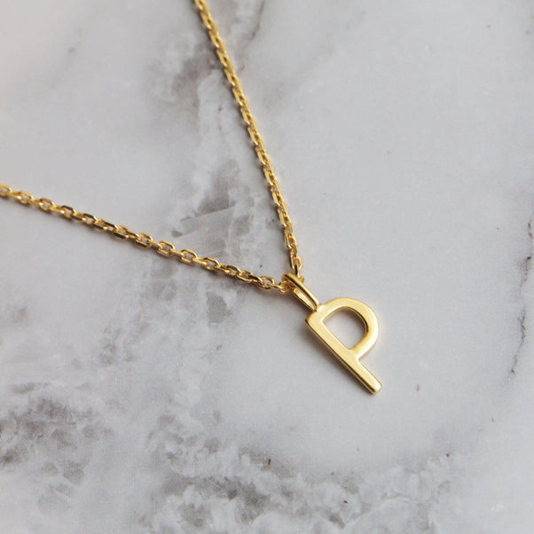 Delicate Initial Pendant Necklace In Gold Vermeil Necklace Malya 