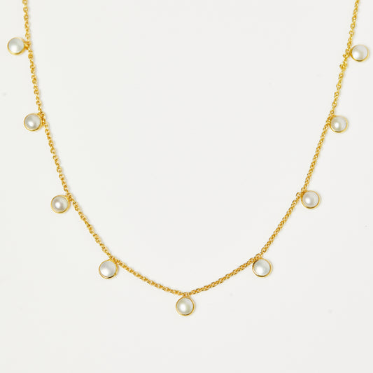 Pearl Droplet Necklace In Gold Vermeil - NECKLACE - Carrie Elizabeth