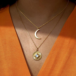 New Moon Pendant Necklace In Gold Vermeil Necklace Malya 