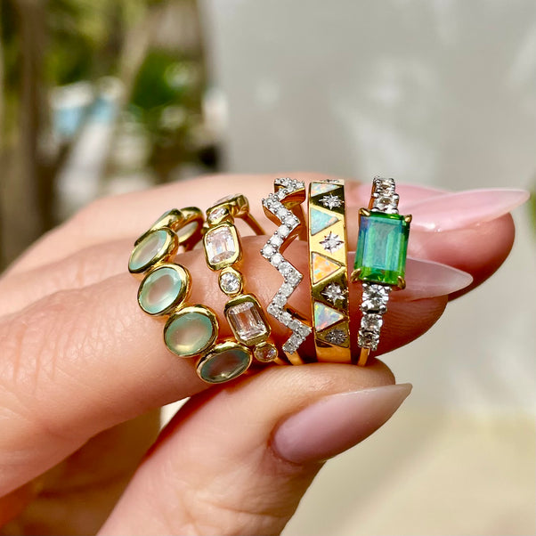 carrie elizabeth mixed gemstone rings in gold vermeil