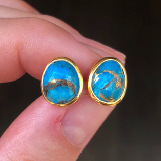 Copper Turquoise Stud Earrings