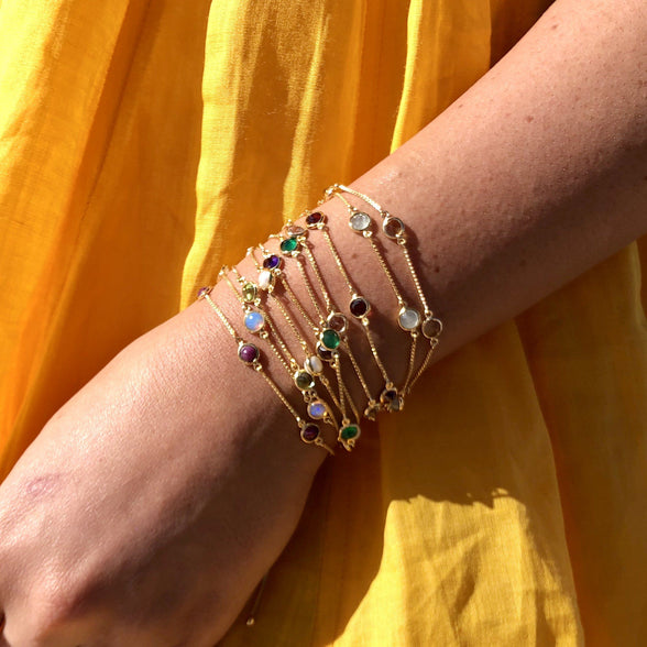 14k Gold Vermeil Dainty Semi Precious Stone Bracelet Bracelet Malya 