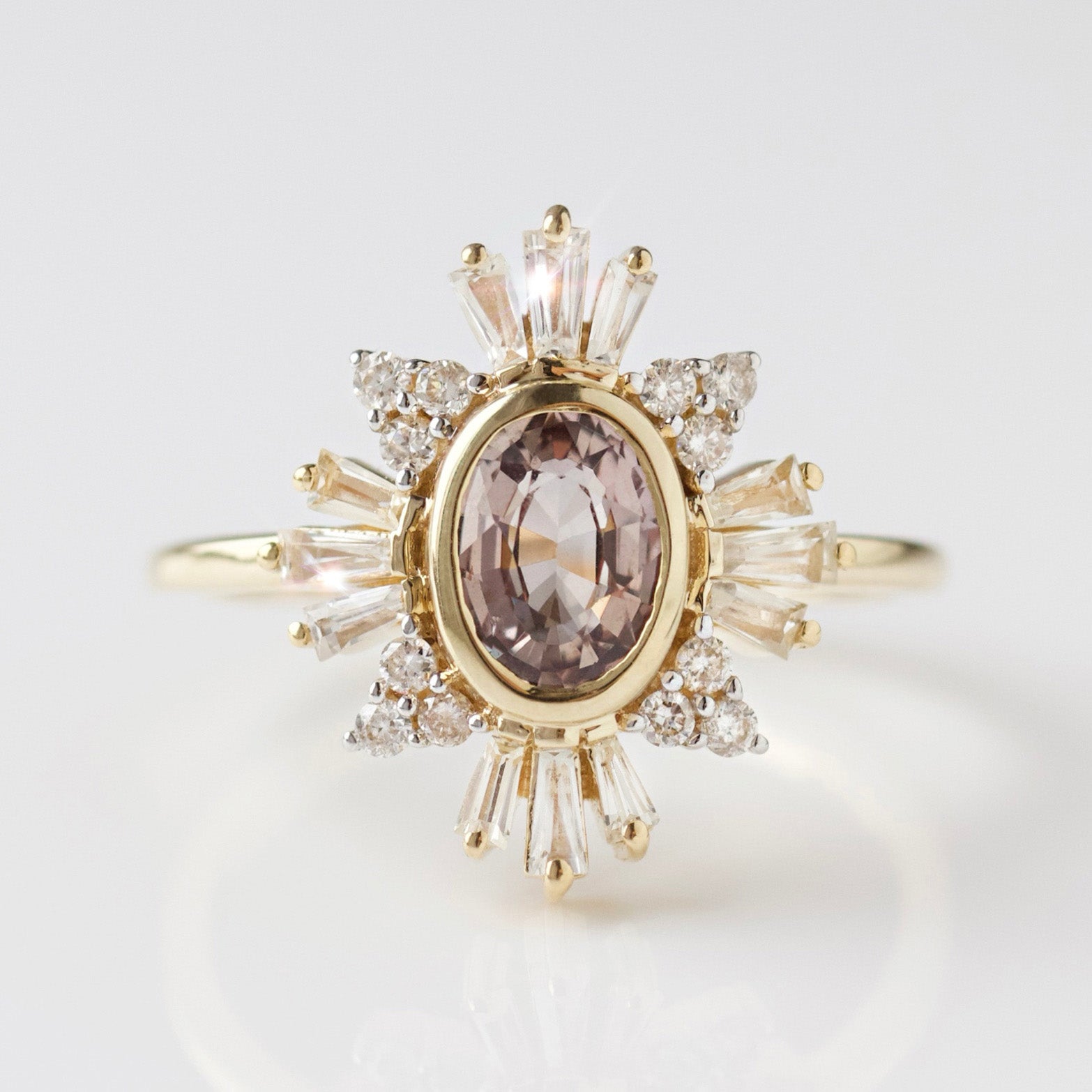 Carrie Elizabeth Sapphire Engagement Ring In 14k Solid Yellow Gold