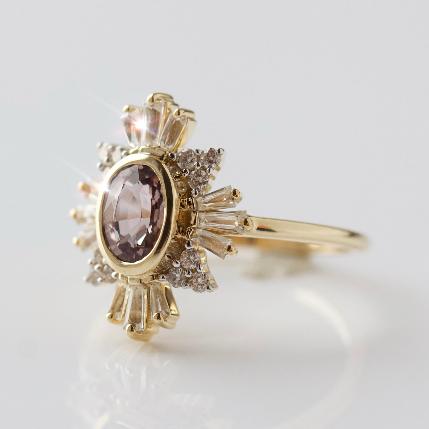 Carrie Elizabeth Sapphire Engagement Ring In 14k Solid Yellow Gold