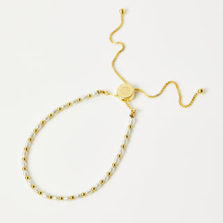 Rice Pearl Beaded Slider Bracelet In Gold Vermeil - Bracelet - Carrie Elizabeth