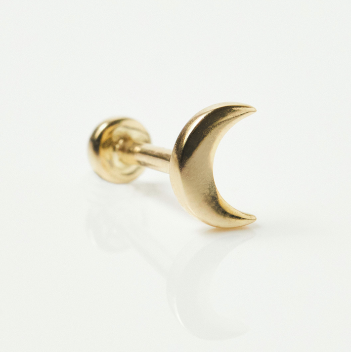 Crescent Moon Single Earring In 9k Solid Gold - Earrings - Carrie Elizabeth