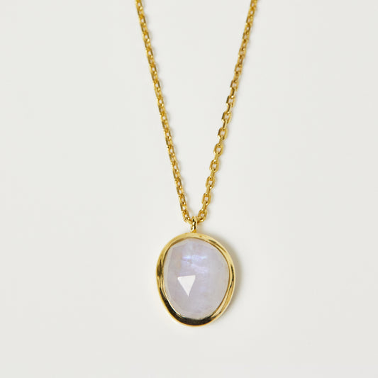 Semi Precious Moonstone Pendant In Gold Vermeil - Necklace - Carrie Elizabeth