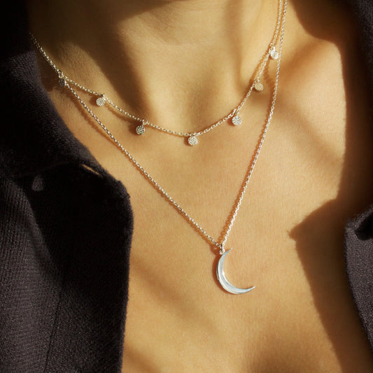 Sterling Silver New Moon Pendant Necklace Malya 