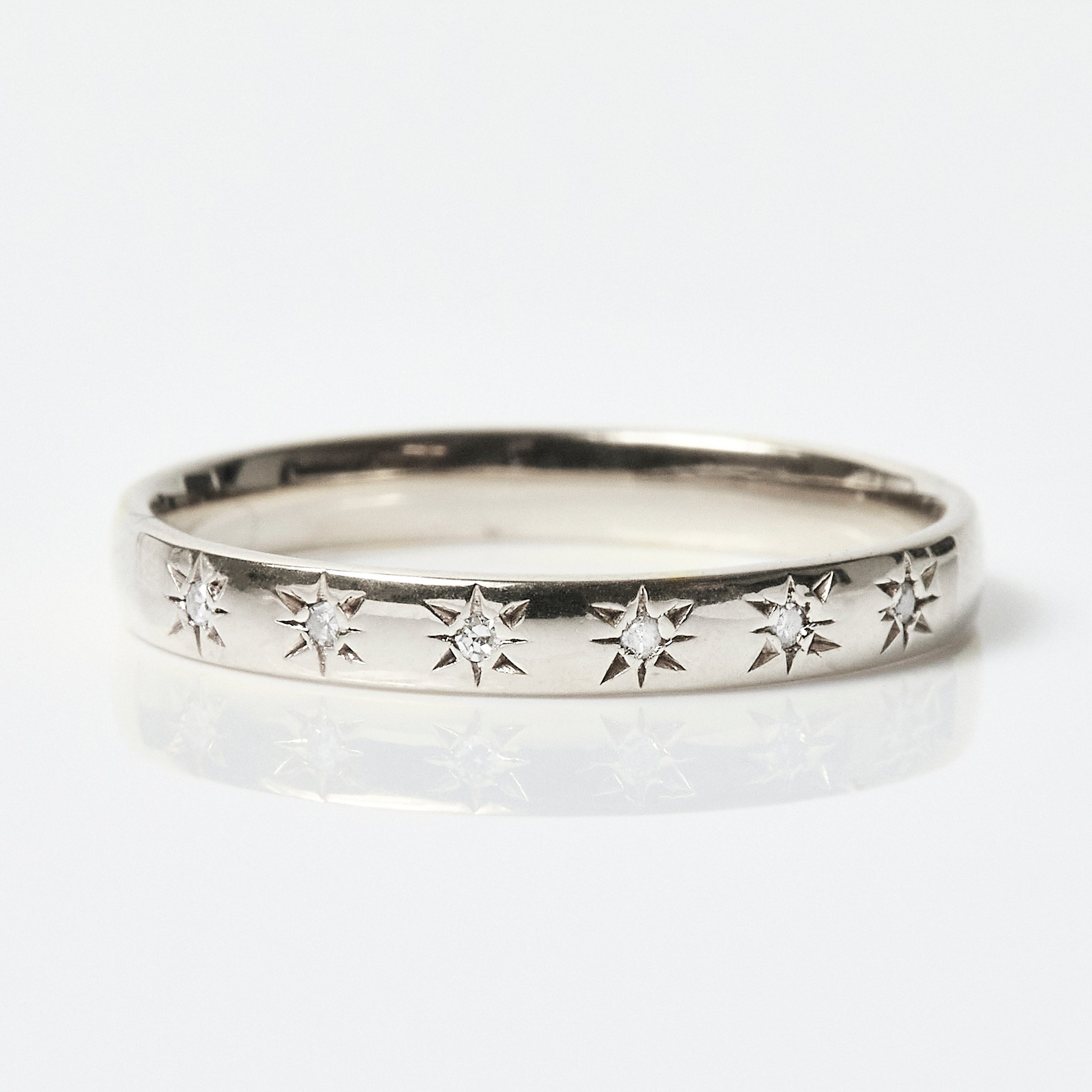 Simple Star Set Diamond Band In Sterling Silver - Ring - Carrie Elizabeth