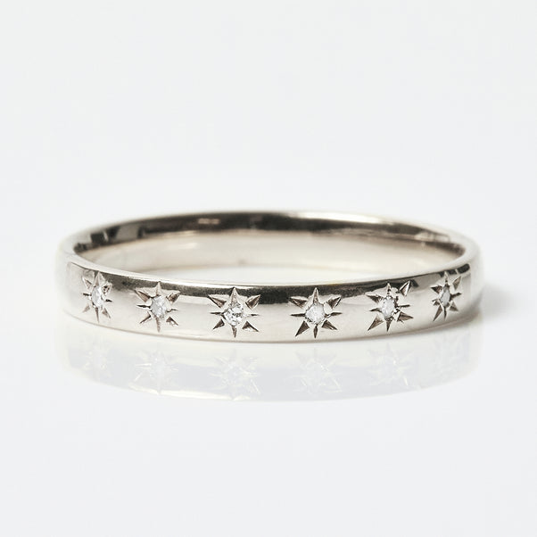 Simple Star Set Diamond Band In Sterling Silver - Ring - Carrie Elizabeth