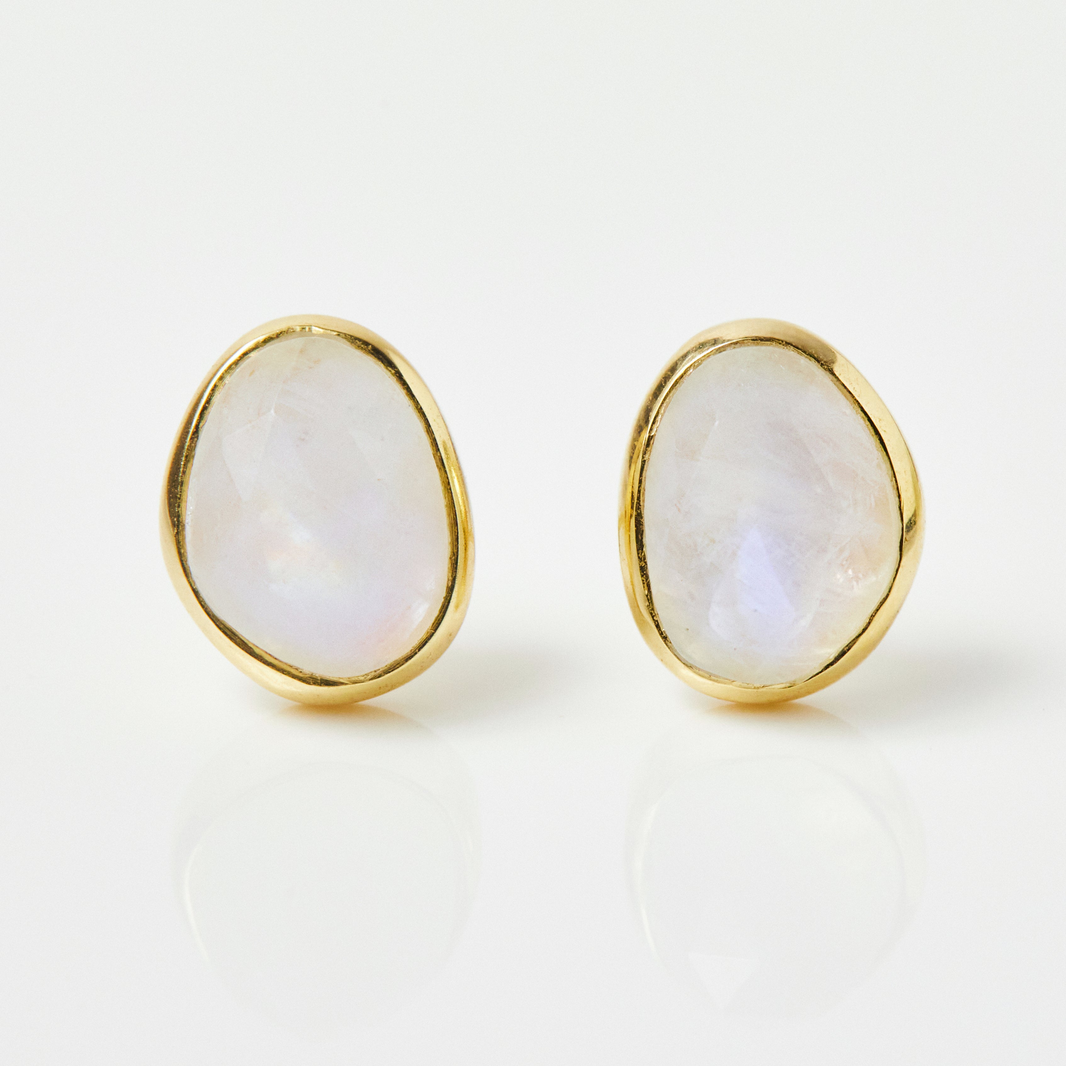 Simple Moonstone Earrings in Gold Vermeil - Earrings - Carrie Elizabeth