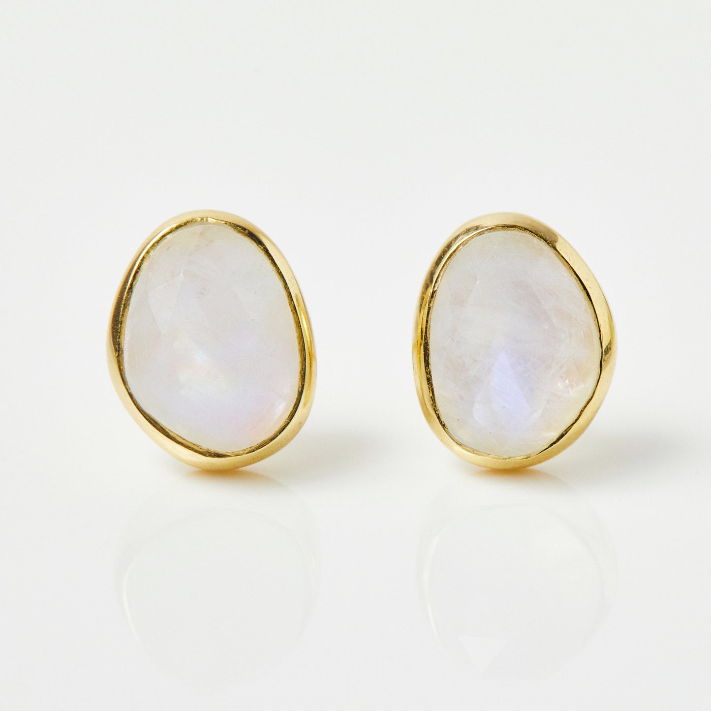 Simple Moonstone Earrings in Gold Vermeil - Earrings - Carrie Elizabeth