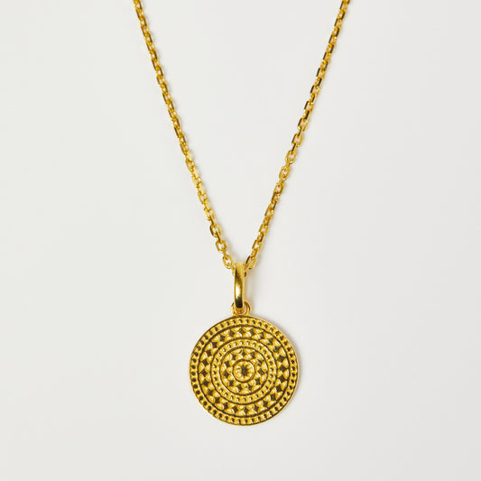 Small Aztec Pendant In Gold Vermeil - Necklace - Carrie Elizabeth