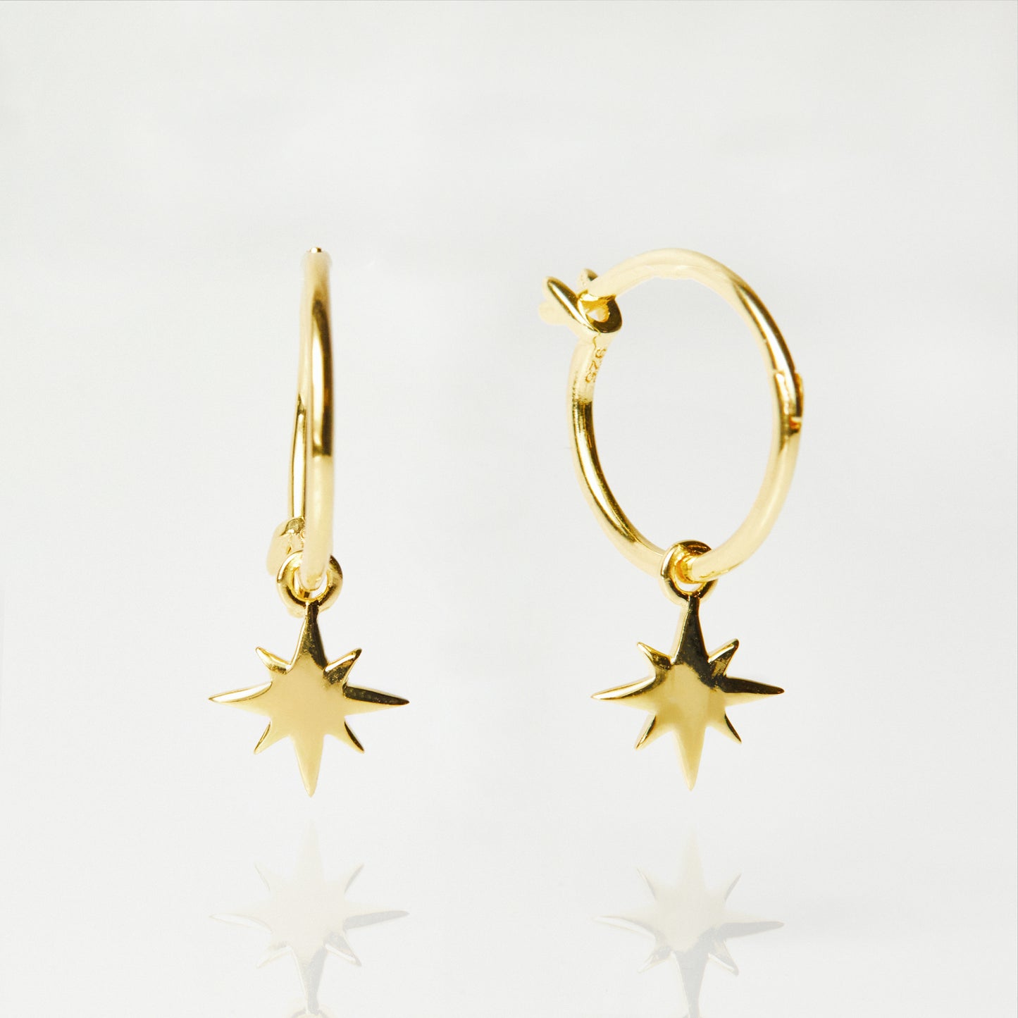Star Charm Hoops In Gold Vermeil - Earrings - Carrie Elizabeth