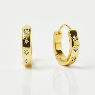 Star Set Diamond Hugging Hoops In Gold Vermeil - Earrings - Carrie Elizabeth