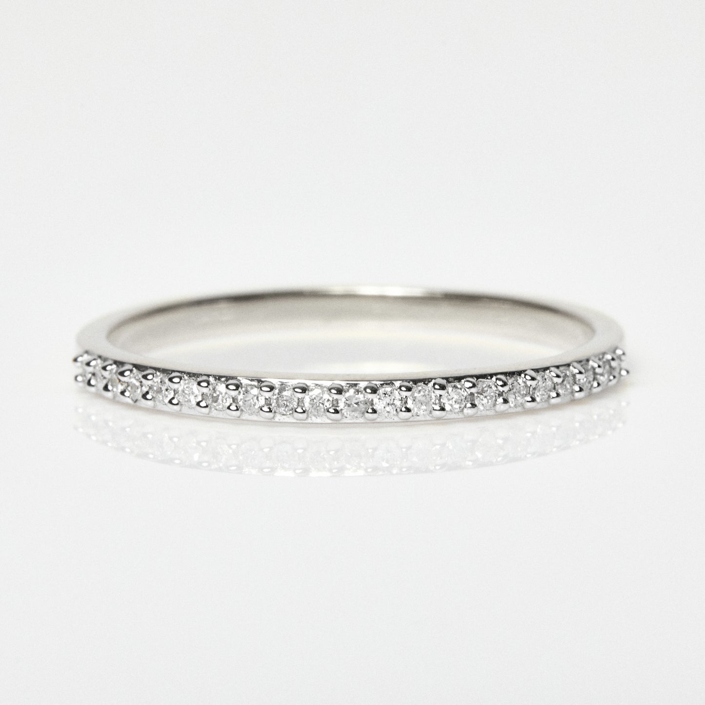 Sterling Silver Diamond Pave Eternity Band - Ring - Carrie Elizabeth