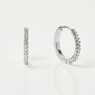Sterling Silver Mini Hugging Hoops in Diamond - Earrings - Carrie Elizabeth