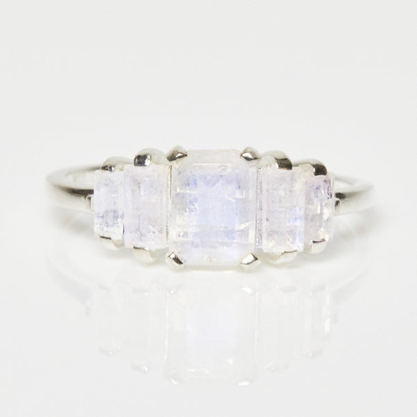 Sterling Silver Moonstone Deco Ring - Ring - Carrie Elizabeth